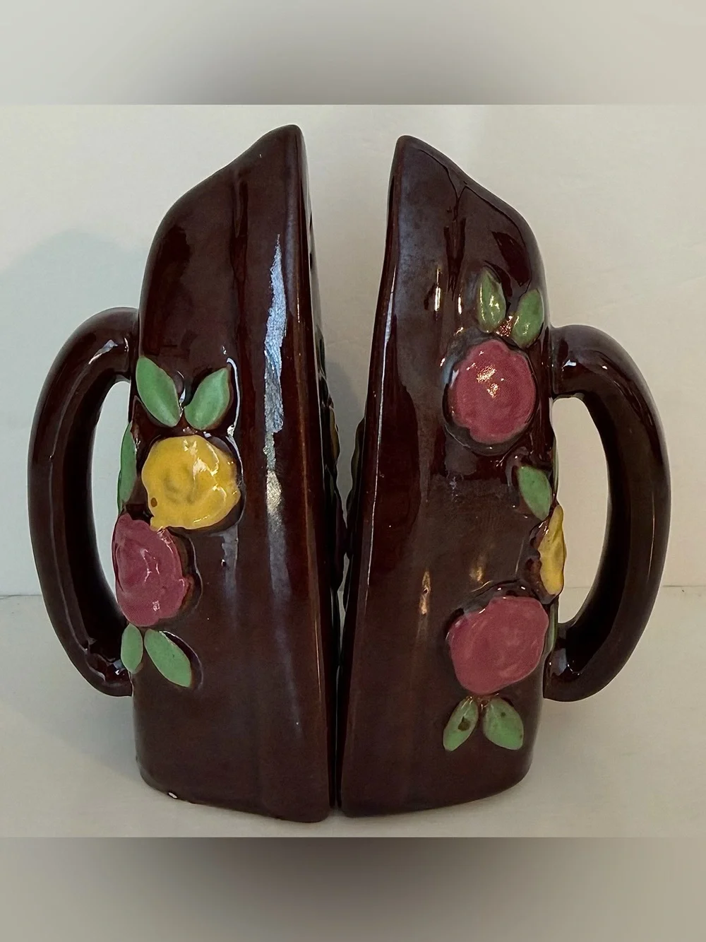 Vintage Japan Flat Iron Salt & Pepper Shakers Retro Kitchen Decor